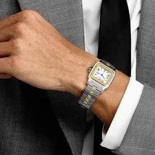 Cartier Santos Carrée 2961 Yellow Gold Stainless Steel White Dial 3
