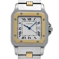 Cartier Santos Carrée 2961 Yellow Gold Stainless Steel White Dial 4
