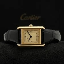 Cartier Must Tank Mini Roman Small 366001 Art Deco Two-Tone Lemon Dial 153689704 2