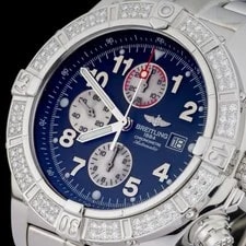 Breitling Super Avenger A13370 Black Dial 48mm Custom Diamond Auto 4