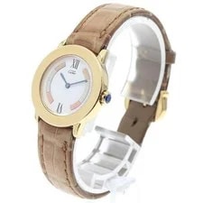 Cartier Mastroond W1009143 27mm SV925 White Dial Leather Strap Quartz #C506 2