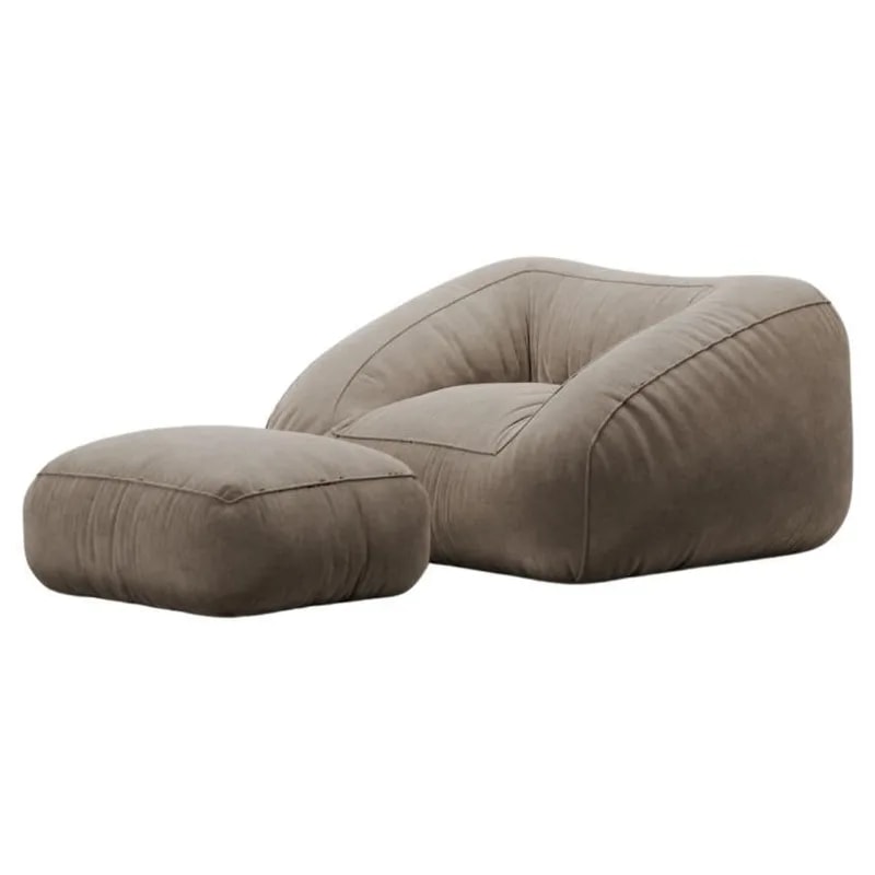 Moss Modular C006 Armchair & Ottoman, Nabuk Col Sabbia or Any Leather Cat A — Furniture — resale