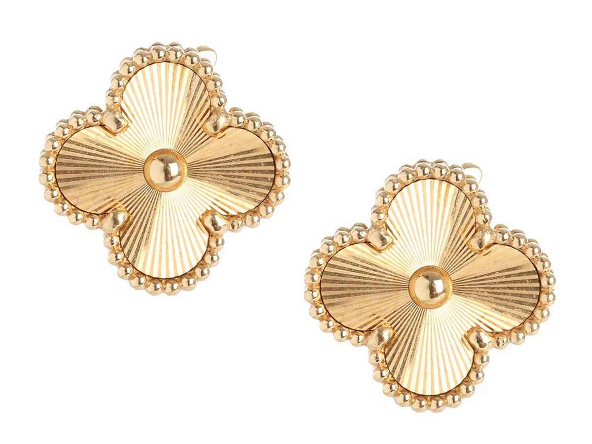 Van Cleef & Arpels — Van Cleef & Arpels 18K Yellow Gold Alhambra Guilloché Pierced — Jewelry — resale