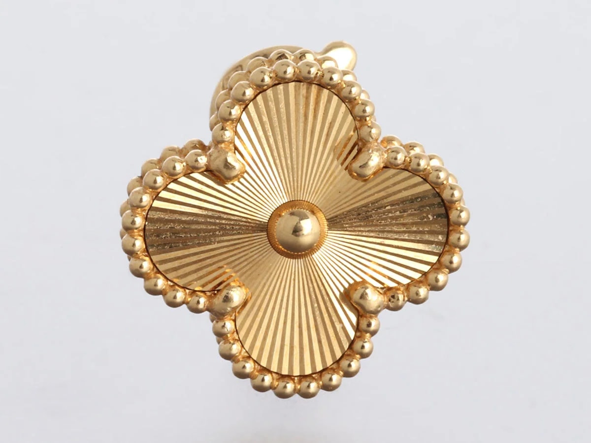 Van Cleef & Arpels 18K Yellow Gold Alhambra Guilloché Pierced 2