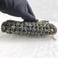 Auth Fendi Mini Woven Fabric Baguette Chain Crossbody 4