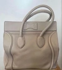 Celine 167793 Luggage Shopper Top Handle Greige Old Logo Japan 3