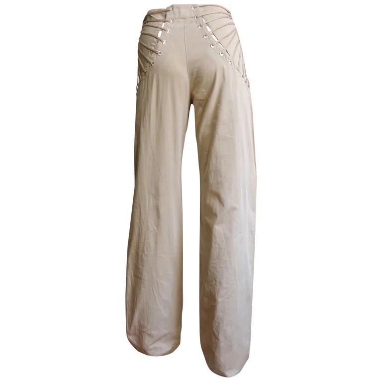 Alexander McQueen — Alexander McQueen New Pants With Hip Lacing S/S 2002 — Clothing — resale