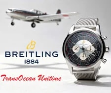 Breitling Transocean Unitime AB0510 46mm Steel Chrono B05 World Time Mesh Strap 2