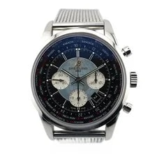 Breitling Transocean Unitime AB0510 46mm Steel Chrono B05 World Time Mesh Strap 4