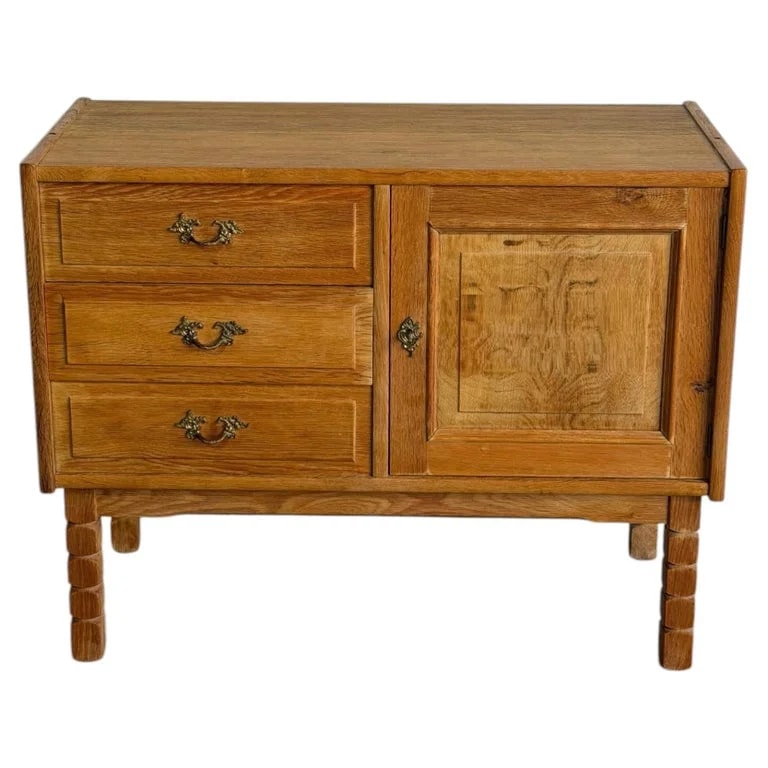 Henning Kjærnulf — Henning Kjærnulf Solid Oak Three-Drawer Sideboard Danish 1970s — Furniture — resale