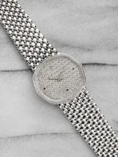 Audemars Piguet 70s 18K White Gold Manual Wind Diamond Pave Dial Bezel 2