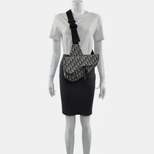 Dior Saddle Iconic Embroidered Print Monogram - Excellent #WYM9R7 2