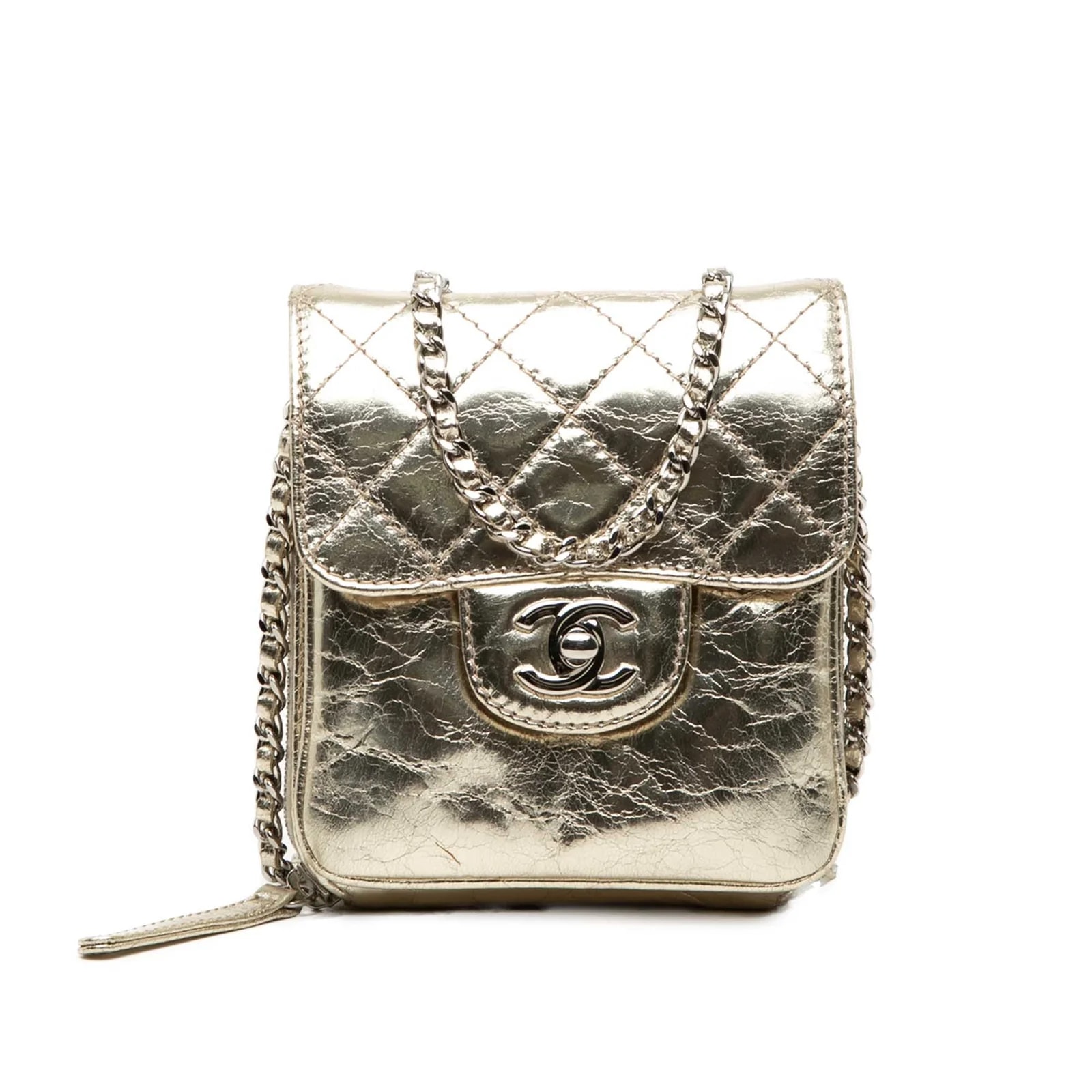 Chanel — Metallic Aged Clams Wallet on Chain — Handbag — resale