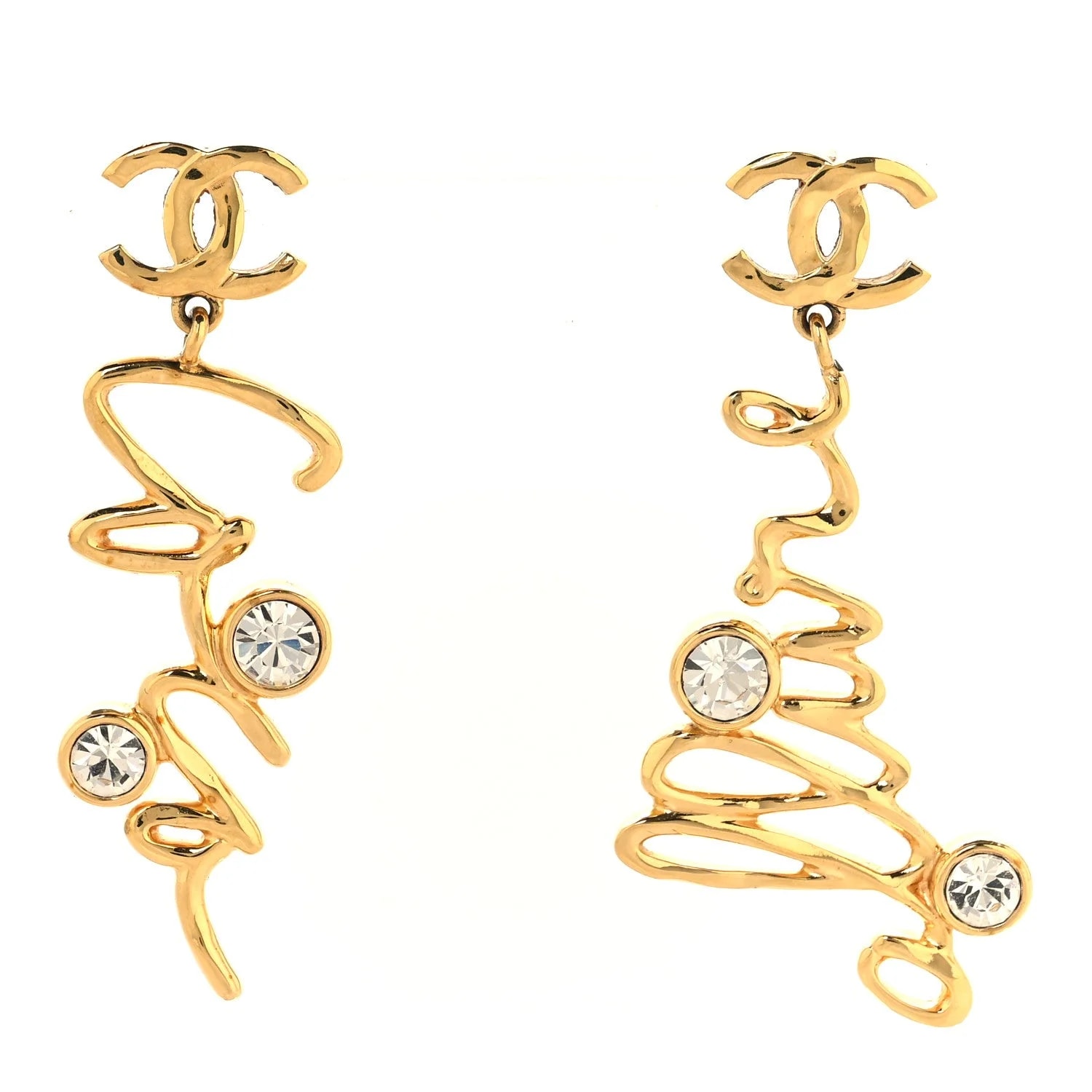 Chanel — Metal Coco Script CC Drop — Jewelry — resale