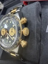 Tudor Black Bay Chrono S&G Black With Gold Subs Dial on Brown Leather 2