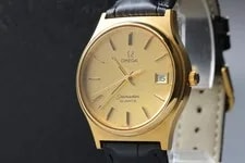 Omega Seamaster 1342 Push Crown Date Gold Tone Quartz 3