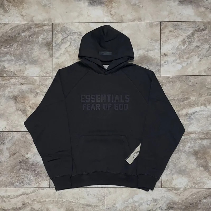 Fear of God Essentials Raglan Hoodie Gray Off Black Small — streetwear — resale