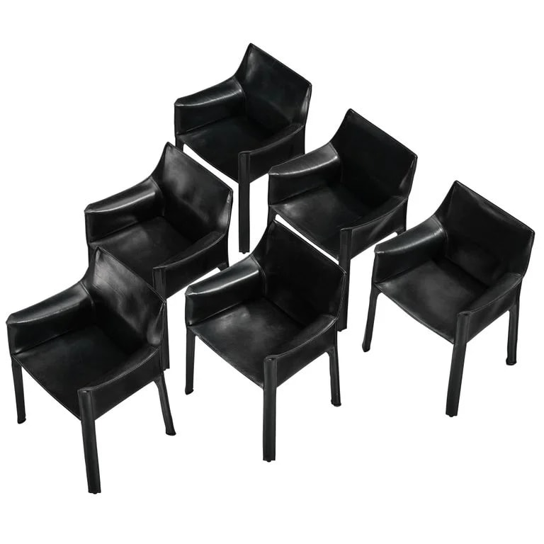 Cassina, Mario Bellini — Mario Bellini Set of Six 'CAB 413' Dining in — Furniture — resale