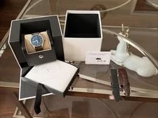 IWC Spitfire Automatic 39mm Blue Dial Green Canvas/Leather Strap Box Papers 3