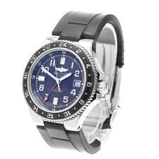 Breitling Super Ocean A32380 42mm SS Rubber Black Dial Automatic GMT Date #C279 2