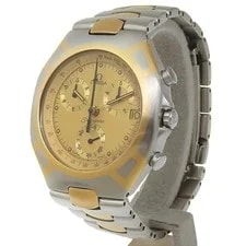 Omega Chronograph 386.1031 Stainless Steel 38mm Gold Dial Quartz #NW115 2