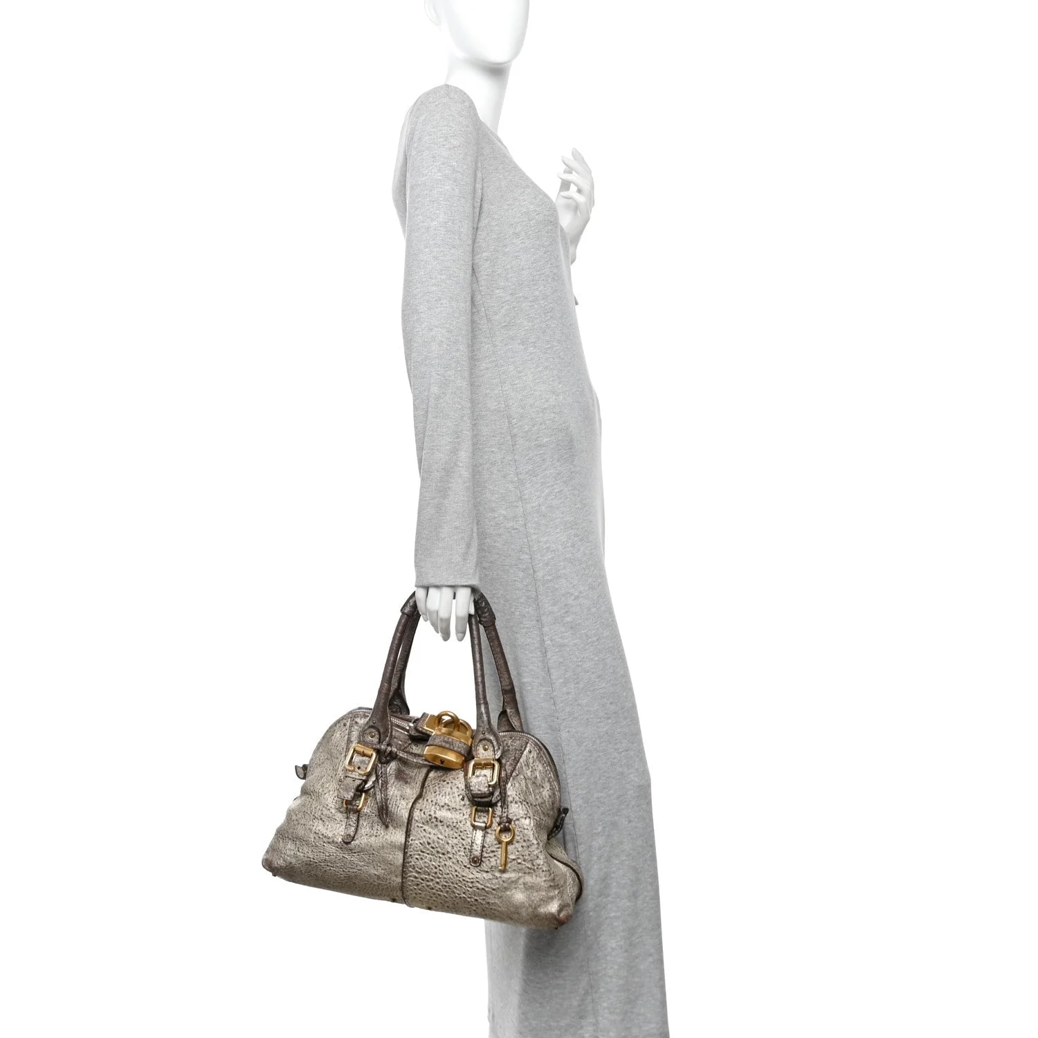 Metallic Pebbled Medium Paddington Satchel 2