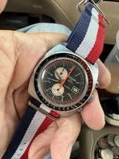 Vintage — 1960’s Sicura Breitling Chronograph Pepsi Bezel Runs Needs Service — Watches — resale