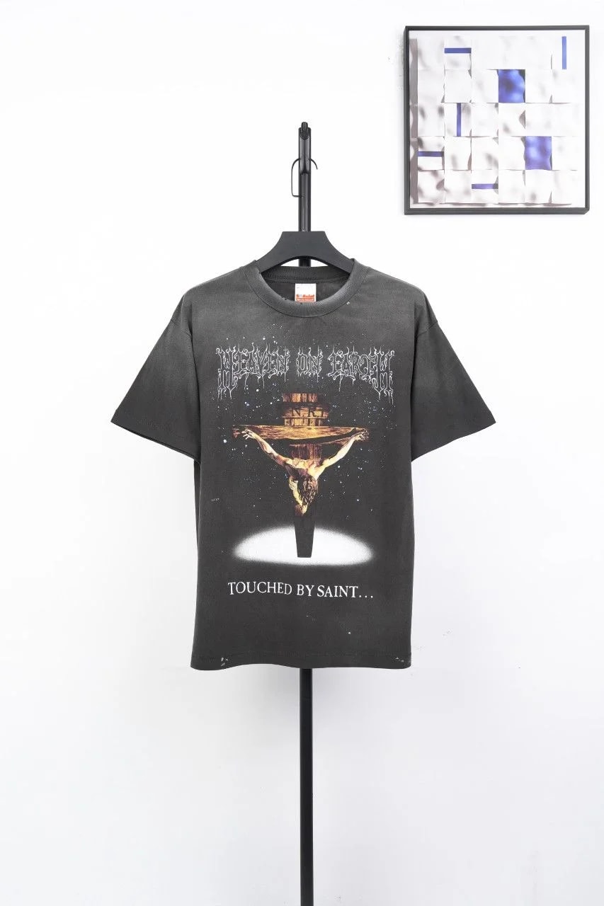 Jesus Saint Mary Passion Printed Short Sleeve Retro — streetwear — resale
