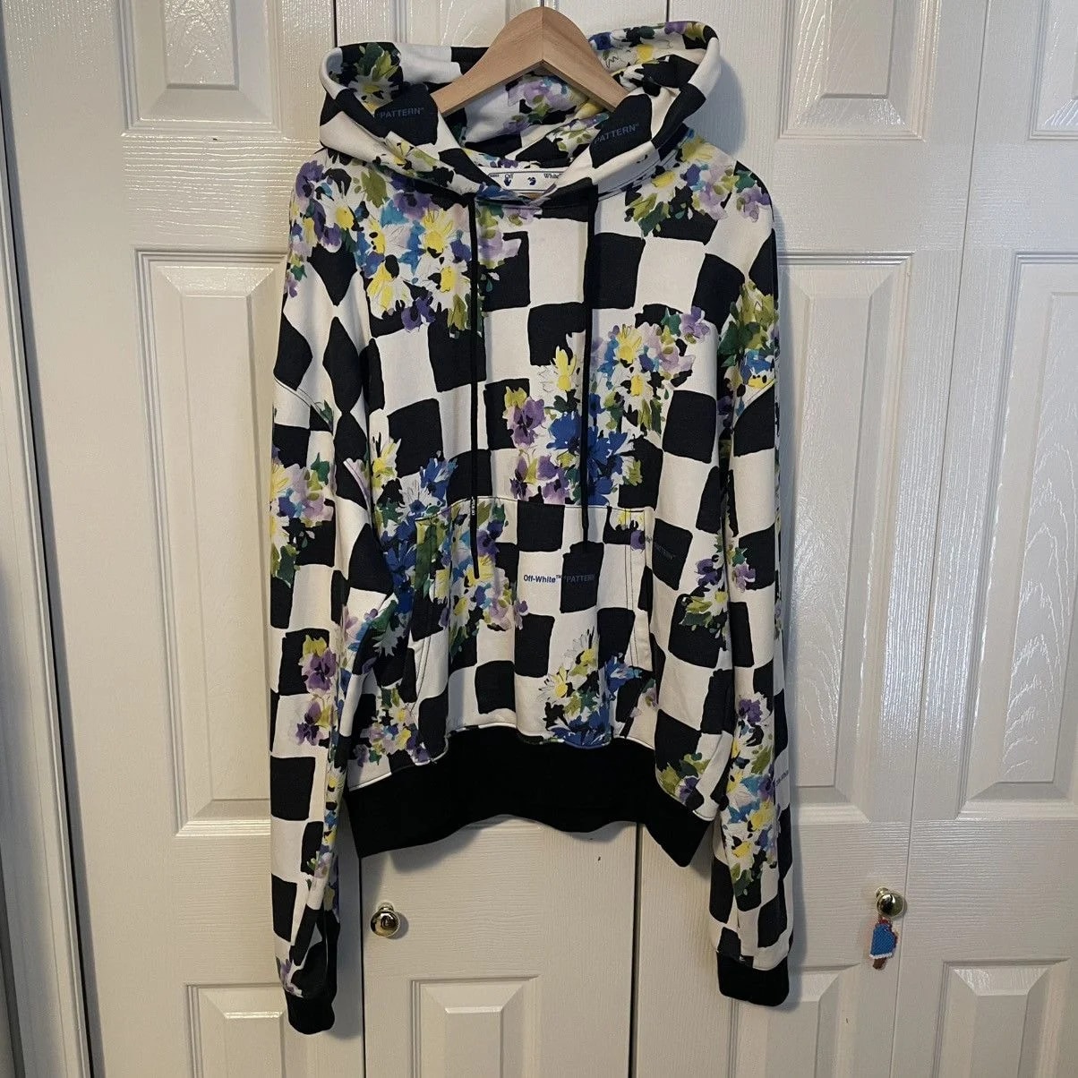 Off-White — Off-White “Pattern” Floral Checker Hoodie — streetwear — resale
