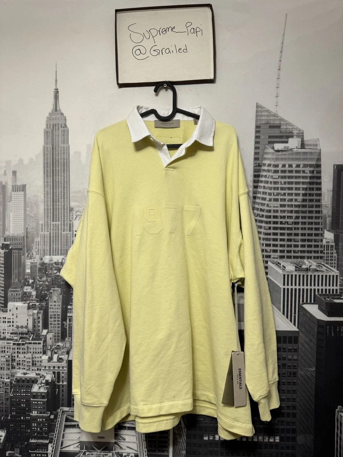 Fear of God Essentials — Fear of God Essentials 1977 Rugby L/S SZ Large Canary💥 — streetwear — resale