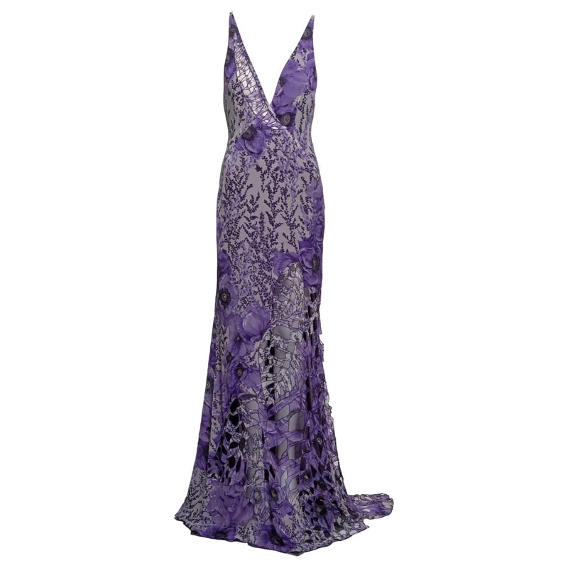 Gianni Versace — Gianni Versace Floral Evening Dress With Appliqued Cutwork — Clothing — resale