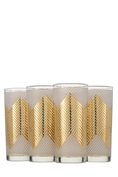 Culver — 22K Gilded Frosted Chevron Motif Set of 4 — Accessory — resale