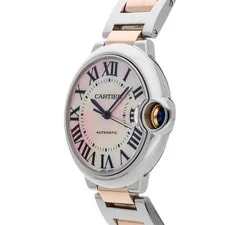 Cartier Ballon Bleu Steel Rose Gold Auto 36mm Pink MOP Bracelet W6920033 2