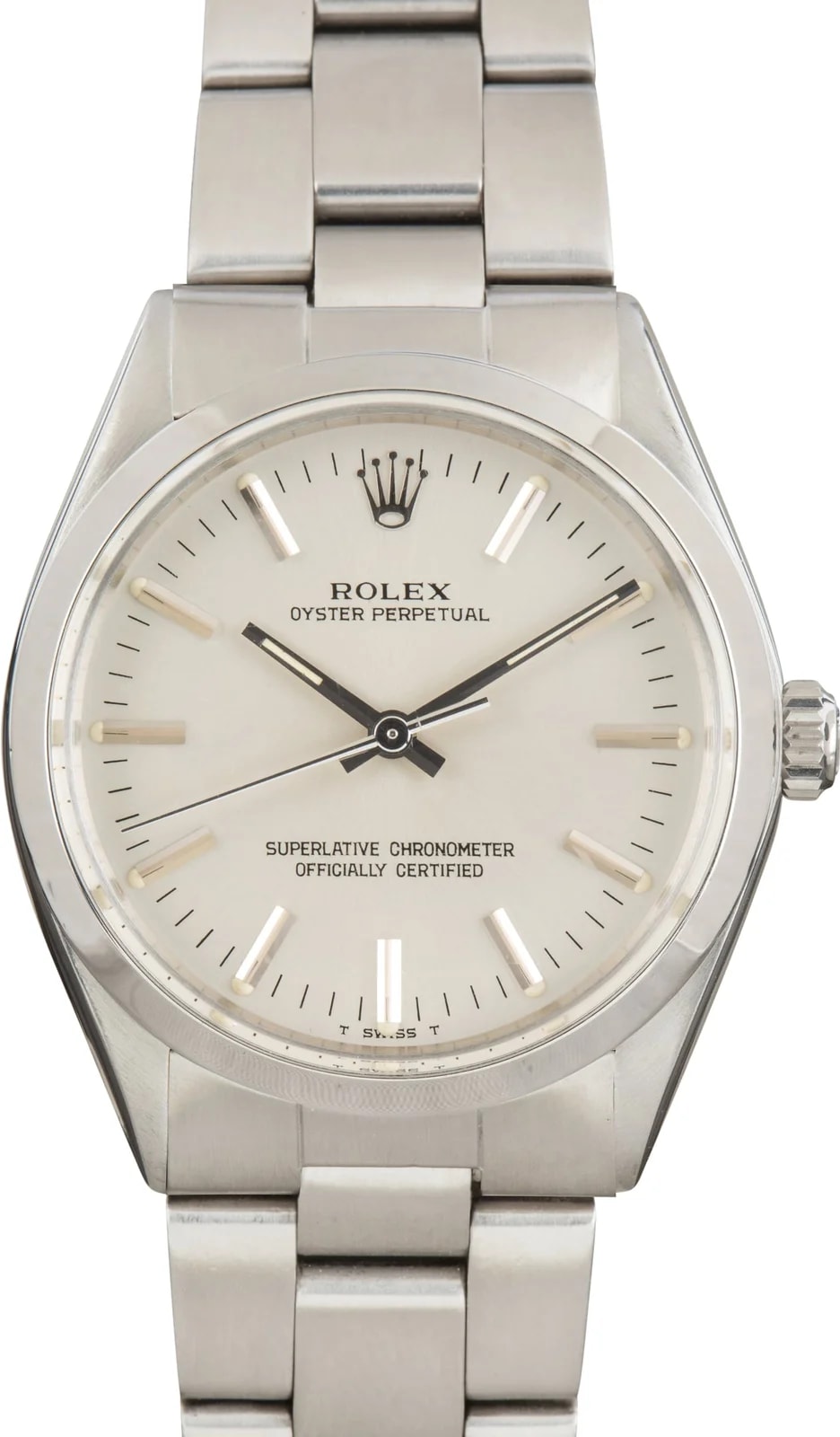 Rolex — Rolex Oyster Perpetual 34 Stainless Steel Ref 1002 Silver Dial — Watch — resale