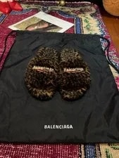 9.5US Balenciaga Slide Fur Sandals Limited Edition Vhtf Collection 2