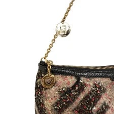 Fendi Sequin Chevron Chain Pochette Evening Auth 2