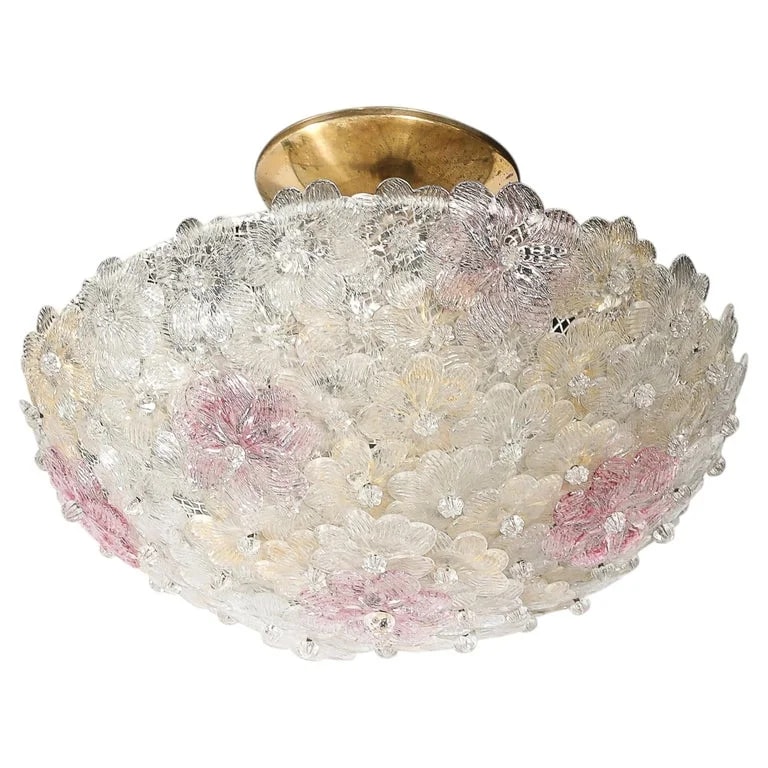 Barovier & Toso — Mid-Century Hand-Blown Rose Murano Glass Florets By Barovier & Toso — lighting — resale