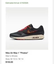 Size 12.5 Nike Air Max 1 Pittsburgh Pirates City Connect IQ2893-001 *Confirmed* 2