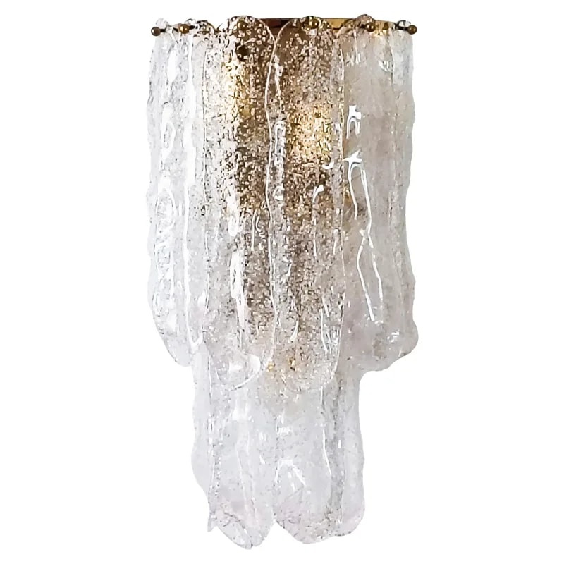 AV Mazzega Hollywood Regency Murano Glass Leaves Sconce, Italy 1970s — lighting — resale