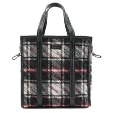 Balenciaga — Balenciaga Bazar Convertible Lambswool Embroidered Tartan — Handbag — resale