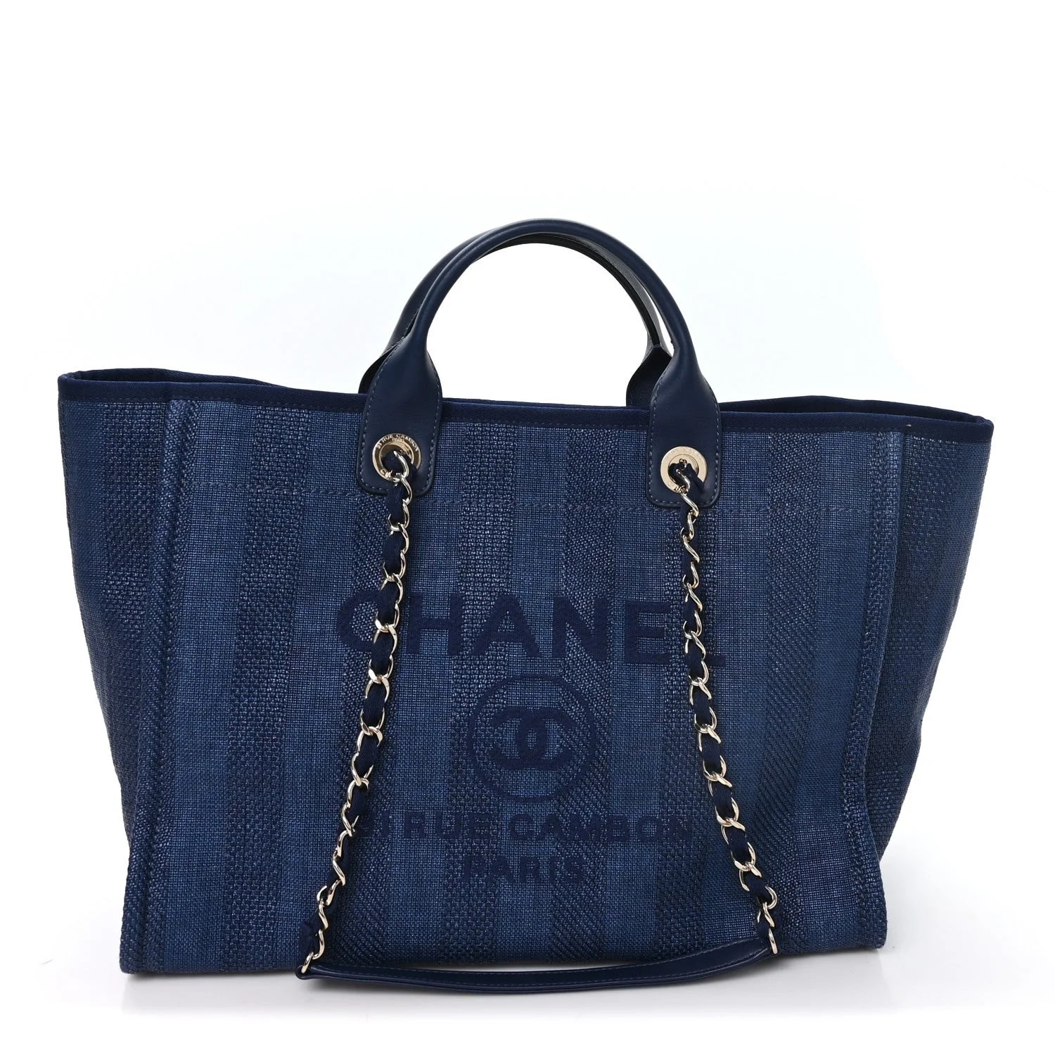 Chanel — Mixed Fibers Striped Medium Deauville — Handbag — resale