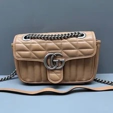 Gucci — Gucci GG Marmont Small Crossbody Quilted Thick Chain — Handbag — resale