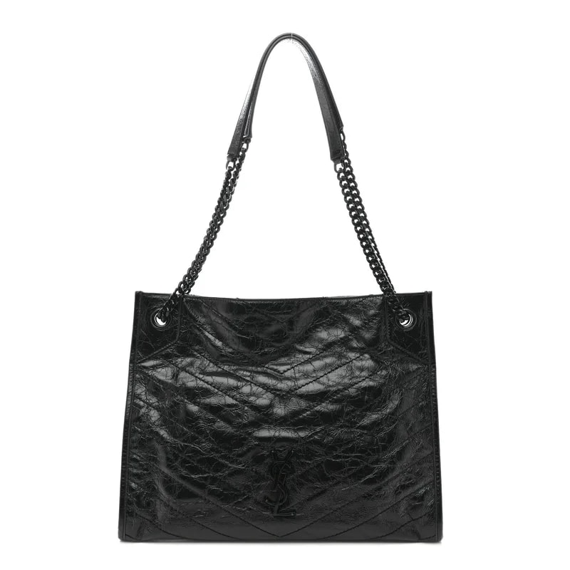 Saint Laurent — Crinkled Monogram Medium Niki Shopper — Handbag — resale
