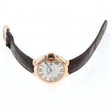 Cartier Ballon Bleu W6920097 Pink Gold Leather 33.0mm Silver Dial #YKW410 2