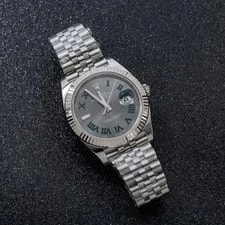 Rolex Datejust 41mm Gray/Green Roman Dial Fluted Bezel Jubilee Date W/ Box 3
