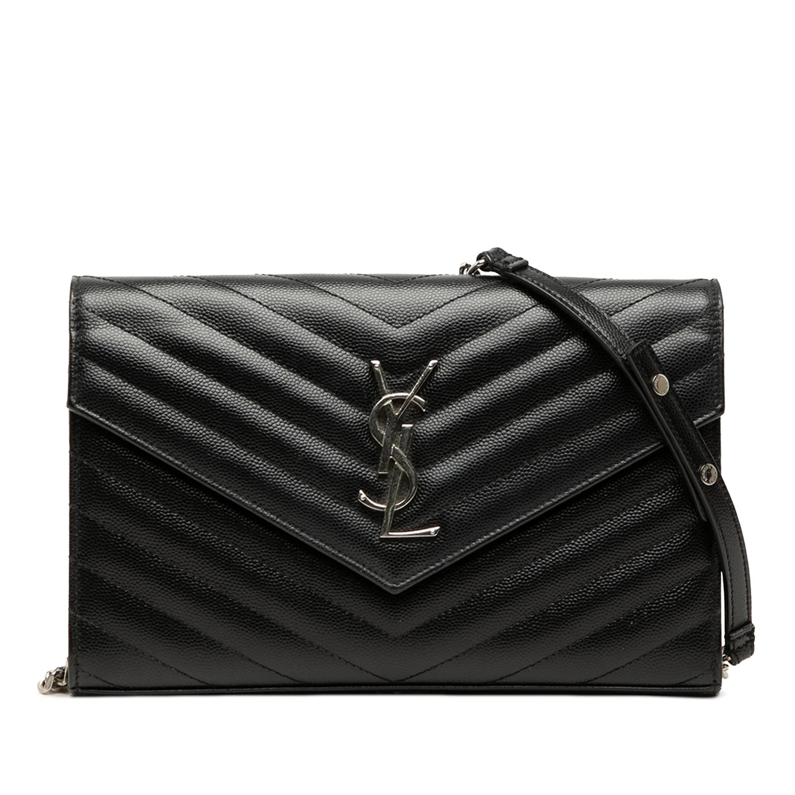 Saint Laurent — Grain de Poudre Cassandre Envelope Chain Wallet — Handbag — resale