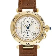 Cartier — Cartier Pasha 38mm GMT Power Reserve W31037H3 (2388) Silver Stainless #W2454 — Watch — resale