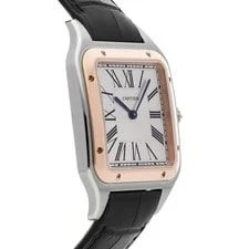 Cartier Santos-Dumont Steel Rose Gold Manual Silver Dial Strap W2SA0017 3
