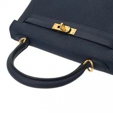 Hermes Kelly 25 Lined 2WAY Blue Sapphire × Hardware #W071 3