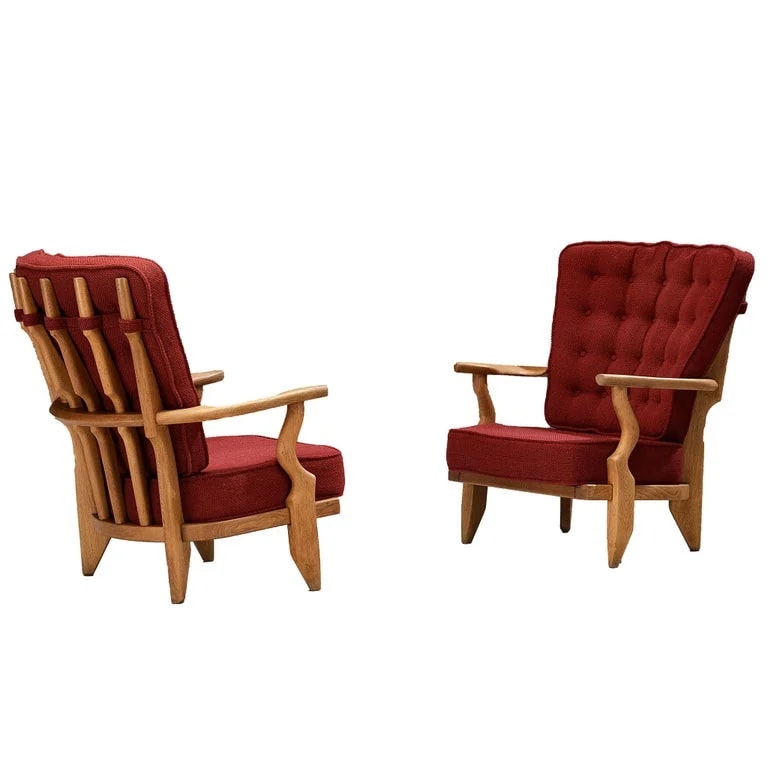 Guillerme et Chambron, Votre Maison — Chambron Pair of 'Petit Repos' Lounge in Solid Oak — Furniture — resale